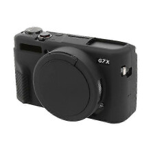 (Black) Canon PowerShot G7 X Mark II / G7X2 Soft Silicone Protective Case with Lens Cover