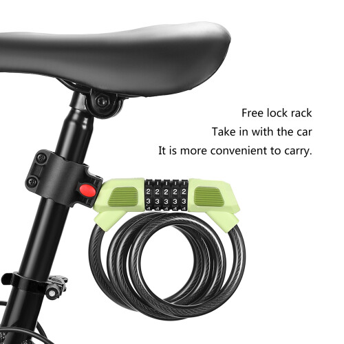 Heavy Duties 5Digits Bicycles Cable Lock, Bicycles Code Lock Cable AntiTheft Green 2