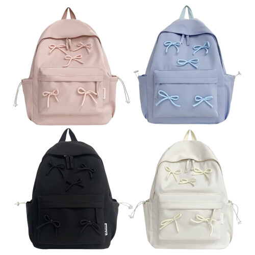 Lovely Bows Backpack Student School Backpack Large Capacity Backpack for Daily White 1