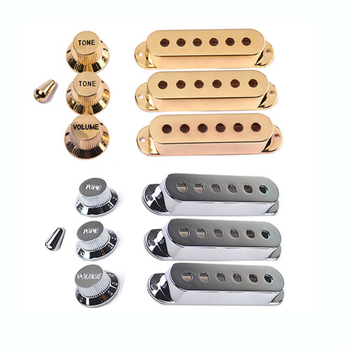 Guitar Pickup Cover Single Coil Pickup Cover 1 Volumes 2 Tone Knobs Switch Silver 2