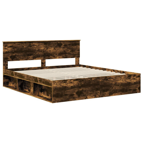 VidaXL vidaXL Bed Frame Smoked Oak 180 x 200 cm Engineered wood 2