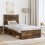 VidaXL vidaXL Bed Frame with Headboard Smoked Oak 90 x 190 cm Solid Pine Wood 4
