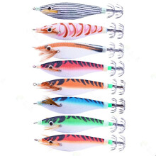 8Pcs 9.6G 10cm Luminou Squid Jig Fishing Wood Shrimp Lure Squid Cuttlefish Jigs Lures Fishing Baits