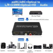 Extracteur Audio EARC/ARC 192KHz, Convertisseur Audio Numérique Vers Analogique ARC Vers Audio Optique pour Haut-Parleur de Télévision HD