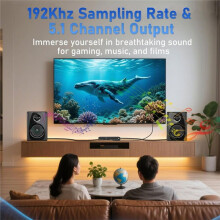 Extrator de Áudio EARC/ARC 192KHz, Conversor de Áudio Digital para Analógico ARC para Óptico para Alto-Falante de Soundbar HDTV