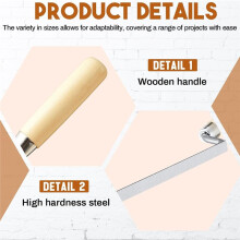 5pcs Tuck Pointer Trowel Set with Wood Handle 6/8/10/12/15mm Professional Mortar Repair and Masonry Tools