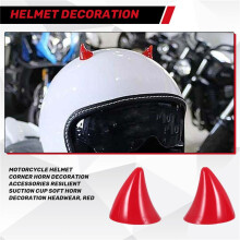 Motorrad Helm Eck Horn Dekoration ZubehöR Elastischer Saug Napf Weich Horn Dekoration Kopf Bedeckung, Rot