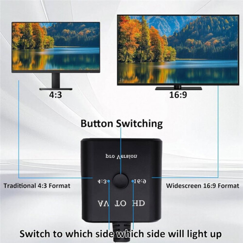 Adaptador Conversor de Vídeo e Áudio RCA AV para HDTV 1080P CVBS 16:9/4:3 com Cabo Compatível com 2