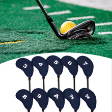 10Pcs Golfs Headcover Protective Cover Soft Golfs Iron Head Cover with Number Deep Blue