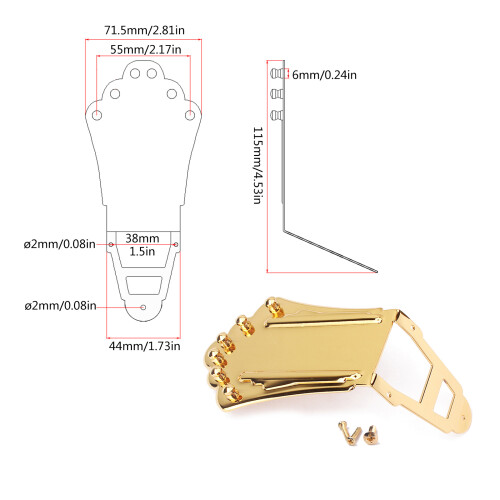 6 String Guitar Bridge Tailpiece Replacement Guitar Metal Trapeze Tailpiece 2