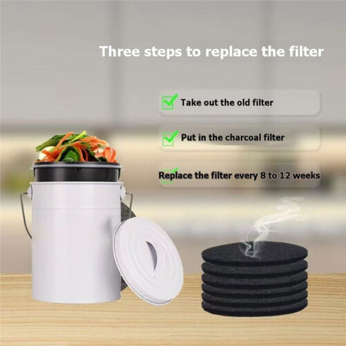 10pcs Compost Bin Charcoal Filters, Round Activated Carbon Fiber Replacement Air Filter for Kitchen Compost 1