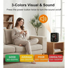 Air Quality Monitor Indoor, 5-in-1 Portable Real- CO2 Detector for CO2 Temperature Humidity HCHO TVOC