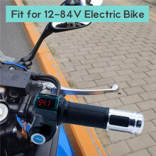 2Pair Electric Bicycle Throttle Grip with LCD Battery Voltage Display Key Knock, Universal Electric Bike Throttle Grip
