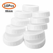 20Pcs Plastic Storage Caps Lids Ribbed for Standard Regular Mouth Mason Jar Bottle, 86mm & 70mm