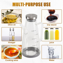 Botella de Aceite de Vidrio de Alto Borosilicato para Cocinar, Vinagrera Dispensadora de Aceite y Vinagre de 25 Onzas con Base de Silicona