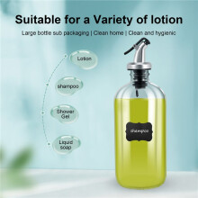 Dispensador de Enjuague Bucal de Vidrio de 16 Oz con Embudo de de Vertido y Etiquetas Contenedor de Botellas de Enjuague Bucal Reutilizable