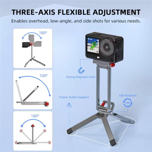 Quick-Release Base Tripod for  OSMO /Action 6 with 1/4 Screw Hole Carabiner Folding Magnetic Bracket Accessories 1