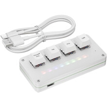 4-Key Customize Wired Voice Input Keyboard Macro Knob Copy Paste Shortcut Key Keyboard Vibecoding Keyboard White