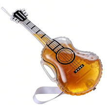 Transparent Beer Filled Guitar for Pools Drink Dispenser with Straw & Strap Wine Bottle Cup for Festival Party Home Bar
