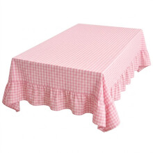60x84" Ruffled Gingham Tablecloth, Waterproof Linen Cotton Plaid Table Cover for Picnic & Outdoor Party