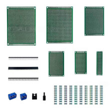 174PCS PCB Board Kit 2x8/3x7/4/6/5x7/6x8/7x9 Double-Sided Circuit Board Single-Row Pins Single-Row Female Connectors Kit