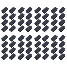 64 Pcs Black Plastic Rectangular Blanking End Caps Inserts 20mm X 40mm