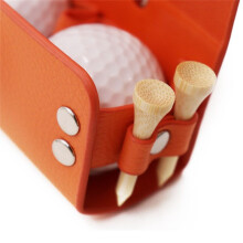 Golfbaltas Draagbare Heupopbergtas PU-Leer voor 2 Stuks Golfballen en 4 Golftees Tas Bruin