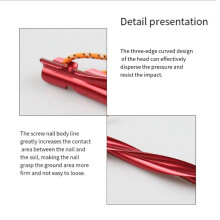 8X 25cm Outdoor Tent Pegs Ground Nails with Storage Bag Windproof Nails Camping Accessories Tent Fastening Red