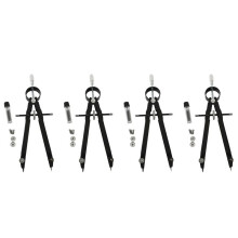 4X Compass Geometry Set with Lock, Math and Precision Compass, Metal and Durable for Drafting, Drawing, Measuring(Black)
