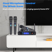 4-Kanaals Draadloos Microfoonsysteem Draadloze Mic-Set met Vier Handmicrofoons Vaste Frequentie, Lange Afstand 200ft EU