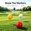Course Position Golf Markers 2 Pack Ball Shape Stakes for Range Yellow 6