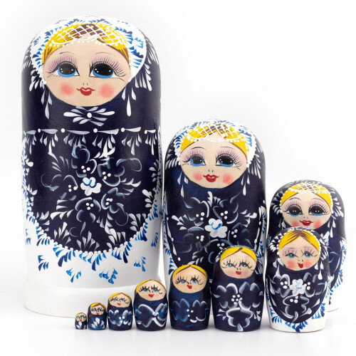 Wood Russian Nesting Dolls 10Pcs Classical Matryoshka Table Decors Stackable Toy 1