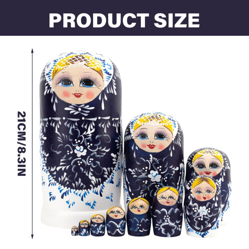 Wood Russian Nesting Dolls 10Pcs Classical Matryoshka Table Decors Stackable Toy 2