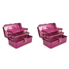 2X Glitter & Tool Storage Box,3-Layer Stackable Carry Tackle Box Sewing Box Organizer for Art