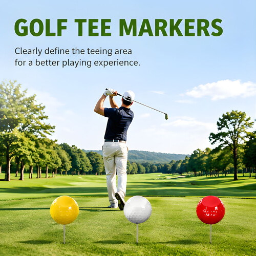 Course Position Golf Markers 2 Pack Ball Shape Stakes for Range Yellow 2