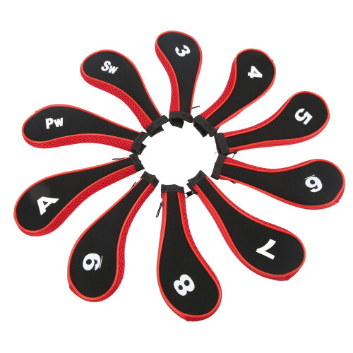 Neopren Golf Schläger Cover 10er Pack rot