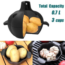 Cast Iron Garlic Roaster with Handle, Smoker Roaster, Garlic Cooker, Garlic Baker, Garlic Roasting Pot, Potato Baker