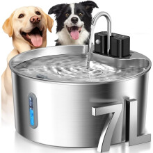 Dog Water Fountain: 1.8Gal/7L Wireless Stainless Steel Dog Fountain Bowl for Small to Large Dogs,Pet Water Dispenser