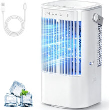 Climatiseur Portable 4-en-1 A/C, Petit Ventilateur de Refroidissement par Évaporation avec  A/C et Minuterie pour Chambre, Bureau, Maison