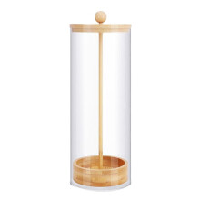 Straw Holder Dispenser for Counter - Drinking Straw Dispenser with Bamboo Lid for Standard Straws, Straw Organizer