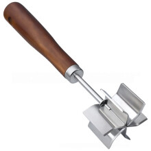 Stainless Steel Meat Chopper & Masher - 6-Curve Blades for Ground Beef, Ergonomic Wood Handle, Heat-Resistant