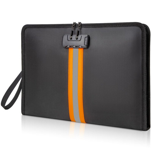 Bolsa de Documentos À Prova de Fogo com Trava, 13 X 9,2 Polegadas, Bolsa de Dinheiro À Prova de Fogo, com Zíper e Trava, Adequada para Tablets,