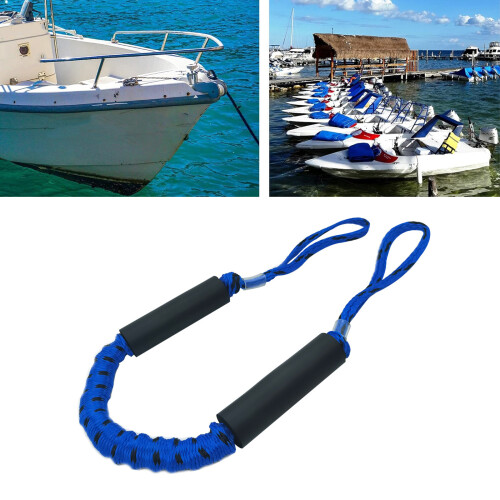 Boat Tie-Up Rope Set, 2 Pack Elastic Dock Cords with Looped Ends 5.5ft 2