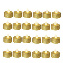 Battery Operated LED Tea Lights,24 Pack Gold Flameless Votive Tealights Candle with Warm White for Wedding,Table