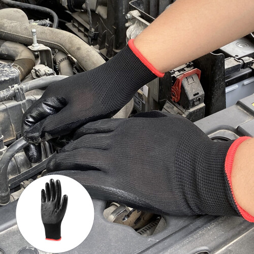 Work Glove Utility Grip Gloves with Inner Layer Support for Handling Tasks Black 2