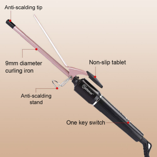 HATTEKER SK-963 9 mm Fer à boucler chauffe rapide PTC en 30 secondes 1