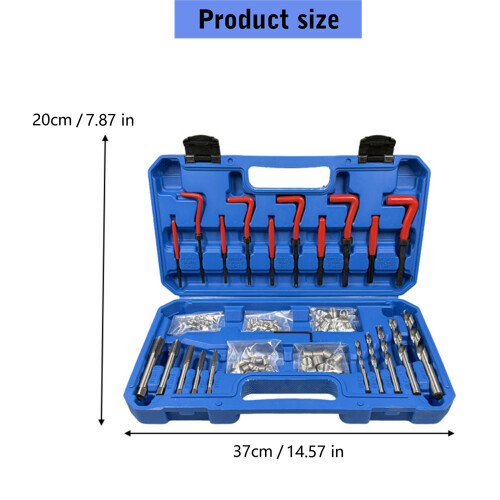 131 Pcs Machine Repair Thread Kit with Steel Inserts & Carry Case Set for Auto 2
