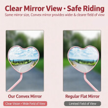 Upgrades Heart-Shaped Curved Side Mirror Pair for Electric Bike Trips Daily Pink add bow