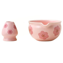 2 Bols à Matcha Japonais Traditionnels et Support pour Fouet, Bol à Thé pour Table, Cérémonie Du Thé, Cadeau de Fête, Flocon de Neige Rose