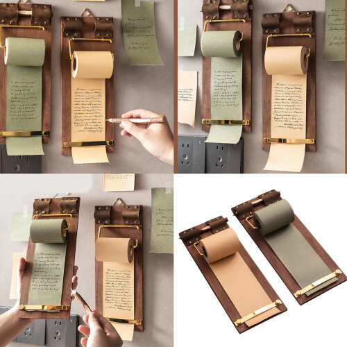 Hanging Note Board Message Board with Tear-Off Roll for Visible Daily Updates Brown 2